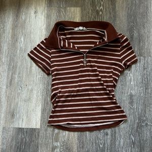 Striped Zipper Top